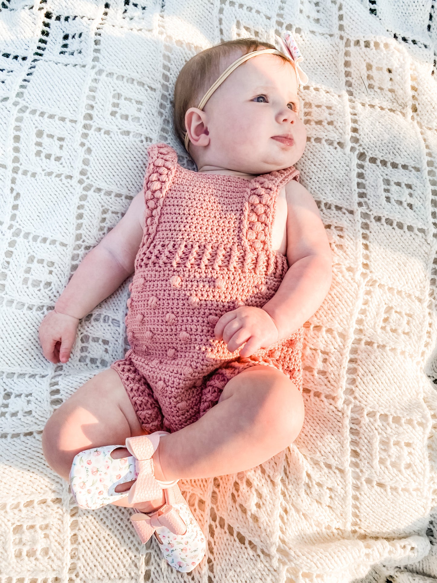 Crocheted 1 piece romper size 3-6 months